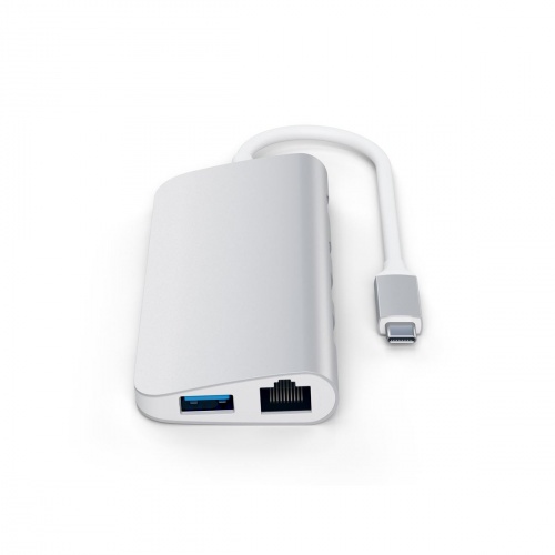 SATECHI Hub USB-C 2-en-1 avec 3 Ports USB 3.0 + Ethernet - Argent