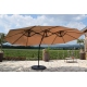 Parasol Ovale Taupe Deporwide 3 Têtes 2,70 x 4,6m - Mât Alu Toile Polyester 180g avec Manivelle