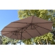 Parasol Wide Droit Taupe Ovale 3 Têtes 2,70 x 4,65m Mât Rond Alu Ø48mm Toile 180g Polyester avec Manivelle