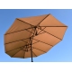 Parasol Wide Droit Taupe Ovale 3 Têtes 2,70 x 4,65m Mât Rond Alu Ø48mm Toile 180g Polyester avec Manivelle