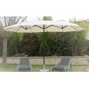 Parasol Droit Ovale Ecru WIDE 3 têtes 2,70 x 4,65 m - Mât Rond en aluminium Ø48mm - Toile Polyester 180g avec manivelle