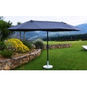 Parasol droit ovale Gris à 3 Têtes WIDE 2.70x4.65m - Mât rond en aluminium Ø48mm - Toile Polyester 180g avec manivelle