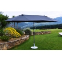 Straight oval gray parasol with 3 heads WIDE 2.70x4.65m - Round aluminum pole Ø48mm - 180g polyester fabric with crank