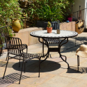 Set of 4 Chairs + Round Table Mozaik Diameter 110cm, Mosaic Top, Metal Leg with Parasol Hole