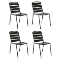 Set of 4 Zelie Stackable Metal Chairs 57x48x83cm Without Cushion - Color Black