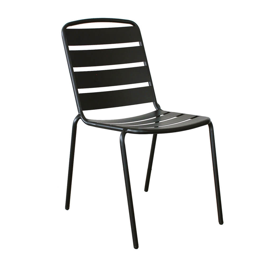 Black metal sales stackable chairs
