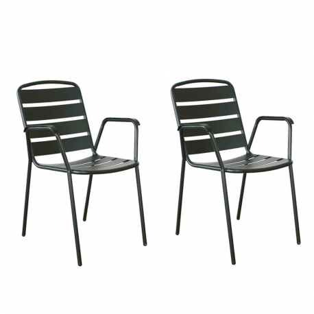 Lot de 2 Fauteuils Zelie Empilables en Métal 55x55x83cm Sans Coussin - Coloris Noir