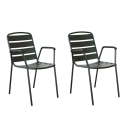 Set of 2 Zelie Stackable Metal Armchairs 55x55x83cm Without Cushion - Black Color