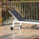 XL aluminum sun lounger FORLI 202x75x43 cm - With Wheels - White structure with gray quilted canvas