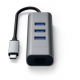 Aluminum 2-in-1 Type-C to 3x USB-A 3.0 and 1 Ethernet Hub - Space Gray