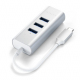 Aluminum 2-in-1 Type-C to 3x USB-A 3.0 and 1 Ethernet Hub - Silver