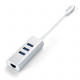 Hub Aluminium 2-en-1 Type-C vers 3x USB-A 3.0 et 1 Ethernet - Argent