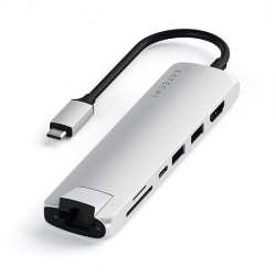 5-in-1 USB-C Slim Hub with Ethernet - Silver