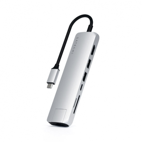 Hub Fin USB-C 5-en-1 avec Ethernet - Argent