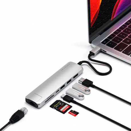 5-in-1 USB-C Slim Hub with Ethernet - Silver