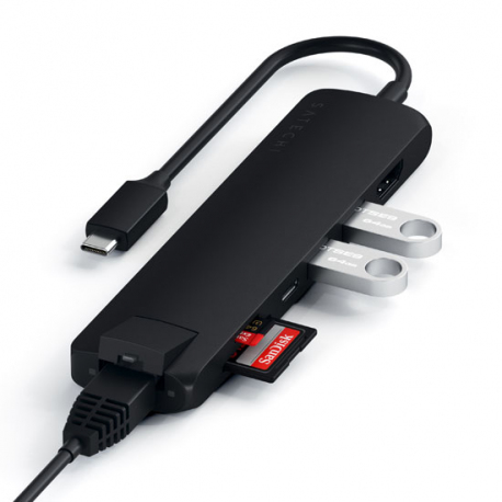 Hub Fin USB-C 5-en-1 avec Ethernet - Noir