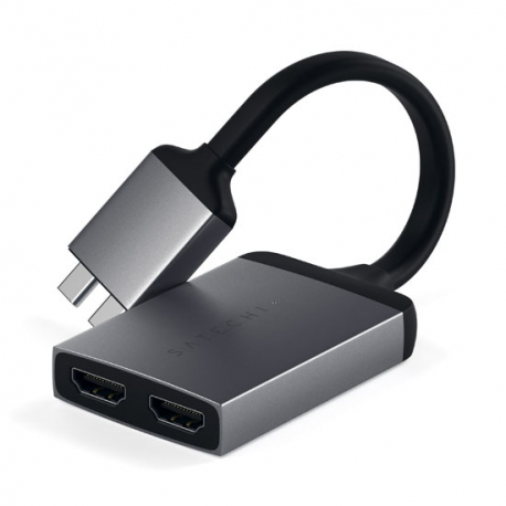 Dual USB-C HDMI Adapter - Dark Gray