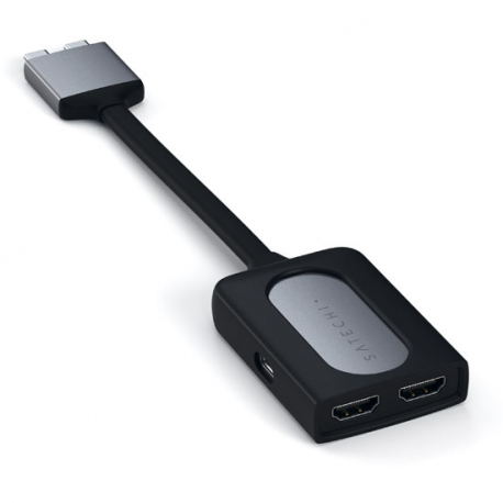 Dual USB-C HDMI Adapter - Dark Gray