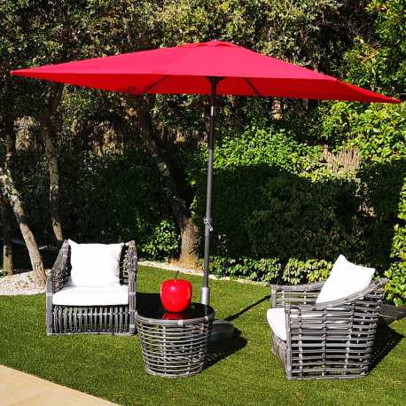 Parasol TILT Grenadine 2x3 Inclinable - Mât rond en Aluminium Ø48mm - Toile Polyester 200g anti UV avec manivelle - 6 baleines