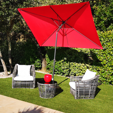 Parasol TILT Grenadine 2x3 Inclinable - Mât rond en Aluminium Ø48mm - Toile Polyester 200g anti UV avec manivelle - 6 baleines