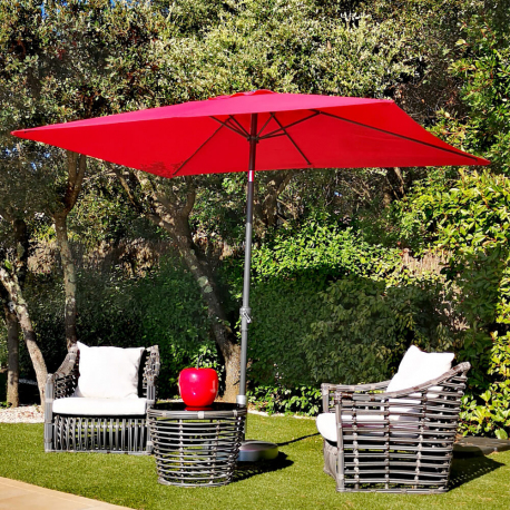 Parasol TILT Grenadine 2x3 Inclinable - Mât rond en Aluminium Ø48mm - Toile Polyester 200g anti UV avec manivelle - 6 baleines