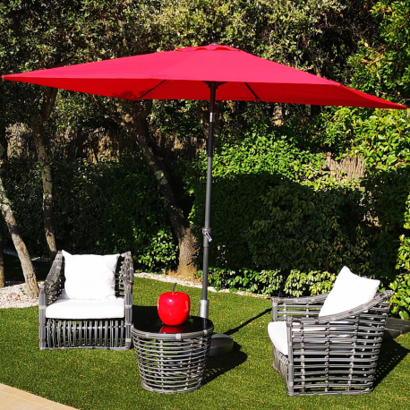 Parasol TILT Grenadine 2x3 Inclinable - Mât rond en Aluminium Ø48mm - Toile Polyester 200g anti UV avec manivelle - 6 baleines
