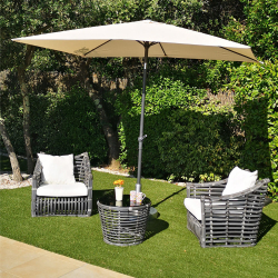 Parasol TILT Taupe 2x3 Inclinable - Mât rond en Aluminium Ø48mm - Toile Polyester 200g anti UV avec manivelle - 6 baleines