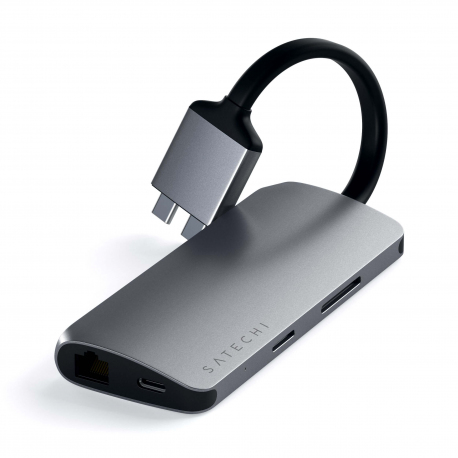 HUB MULTIMÉDIA DOUBLE USB-C GRIS SIDÉRAL