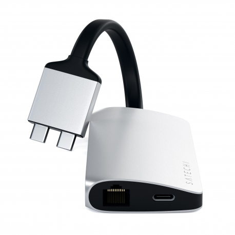 HUB MULTIMÉDIA DOUBLE USB-C ARGENT