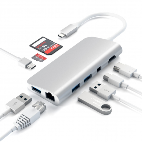 HUB MULTIMEDIA USB-C ARGENT