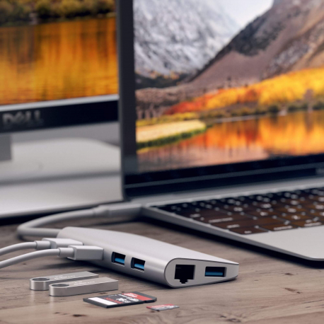 HUB MULTIMEDIA USB-C ARGENT