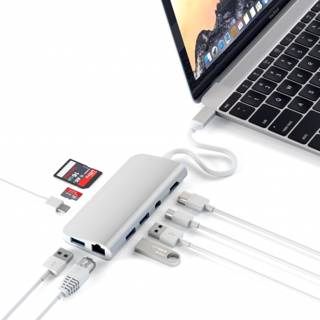 HUB MULTIMEDIA USB-C ARGENT