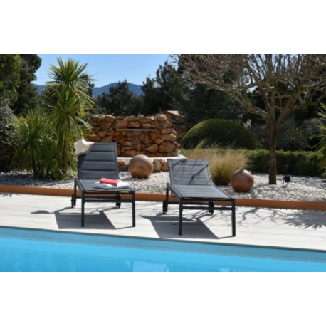 Lot de 2 Bain de soleil  aluminium FORLÌ XXL Anthracite