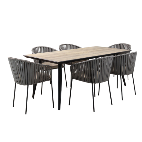 Table de jardin WYLDS - Plateau en Nassilium imitation bois - Dimension 182 x 92 x 73 cm