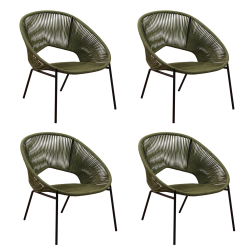 Lot de 4 fauteuils LUNE DE JARDIN - Cordes polyester - Dimensions : 68 x 69 x 74 cm