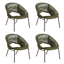 Lot de 4 fauteuils Green LUNE DE JARDIN - Cordes polyester - Dimensions : 68 x 69 x 74 cm