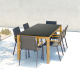 Table de Jardin DUNE En bois Acacia FSC 100% - Plateau Ceykolite marbre noir - Dimensions : 180 x 90 x 74 cm