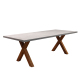 Grande Table de Jardin OXANE Pieds en bois Acacia FSC 100% - Plateau Trivanite béton ciré - DImensions : 220 x 95 x 74 cm