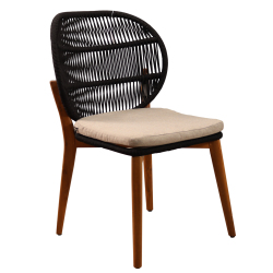Lot de 6 chaises de Jardin - EPIC Pieds en bois Acacia FSC 100% - Coussins polyester 180g/m2 - Dimensions : 65.5 x 58.5 x 92 cm