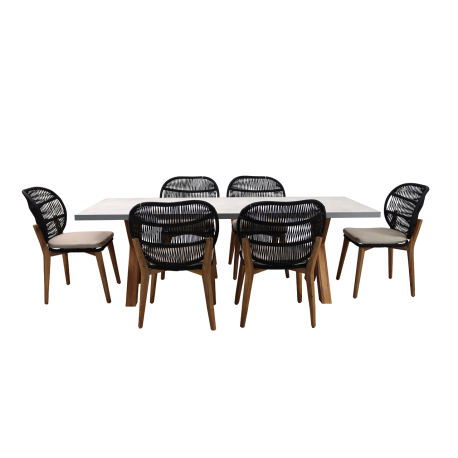 LOT TABLE + 6 CHAISES
