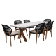 Grande Table de Jardin OXANE Pieds en bois Acacia FSC 100% - Dim: 220 x 95 x 74 cm et son lot de 6 chaises de Jardin