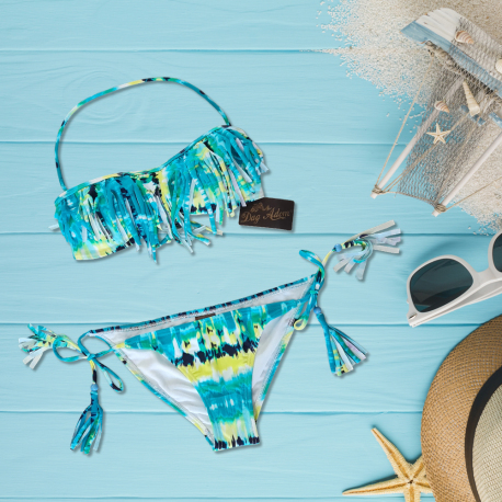 multicolor two-piece swimsuit