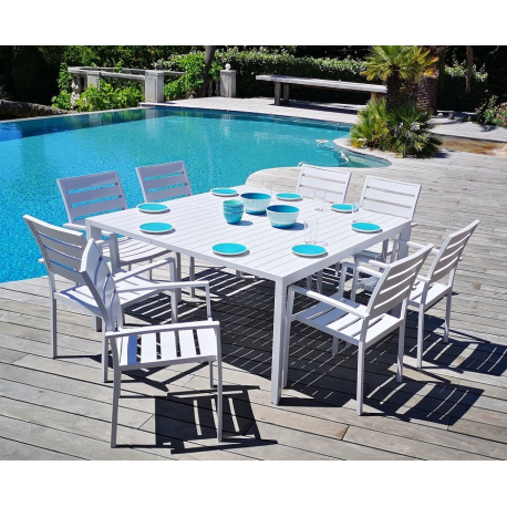 Table ''MANUELA'' ALU / ALU  rectangulaire / carrée extensible