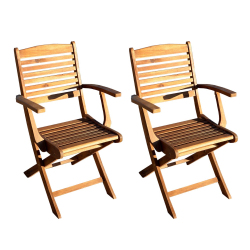 Set of 2 Folding Solid Teak Chairs 48 x 62 x 93 cm 100% FSC Teak - Grade BC Finely Sanded