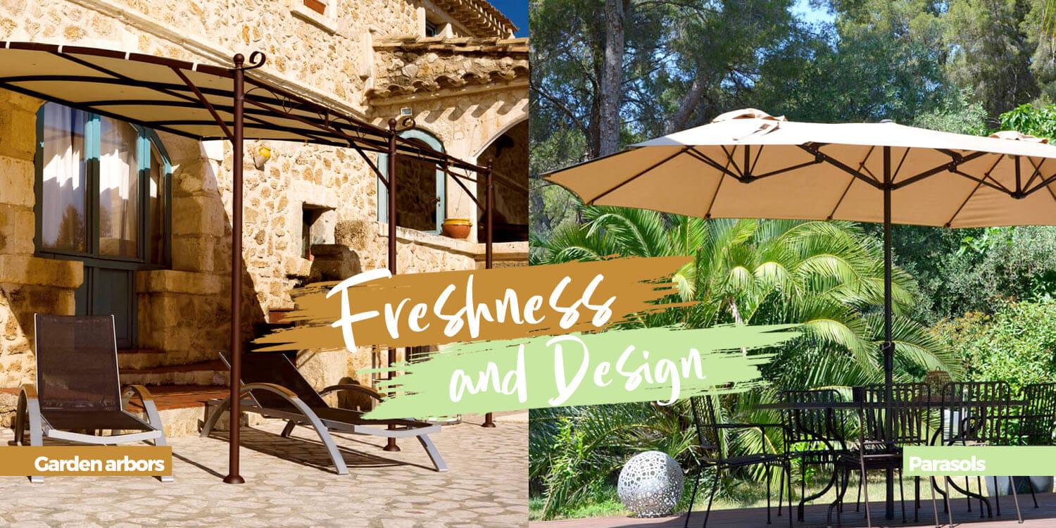 Parasols and garden arbors
